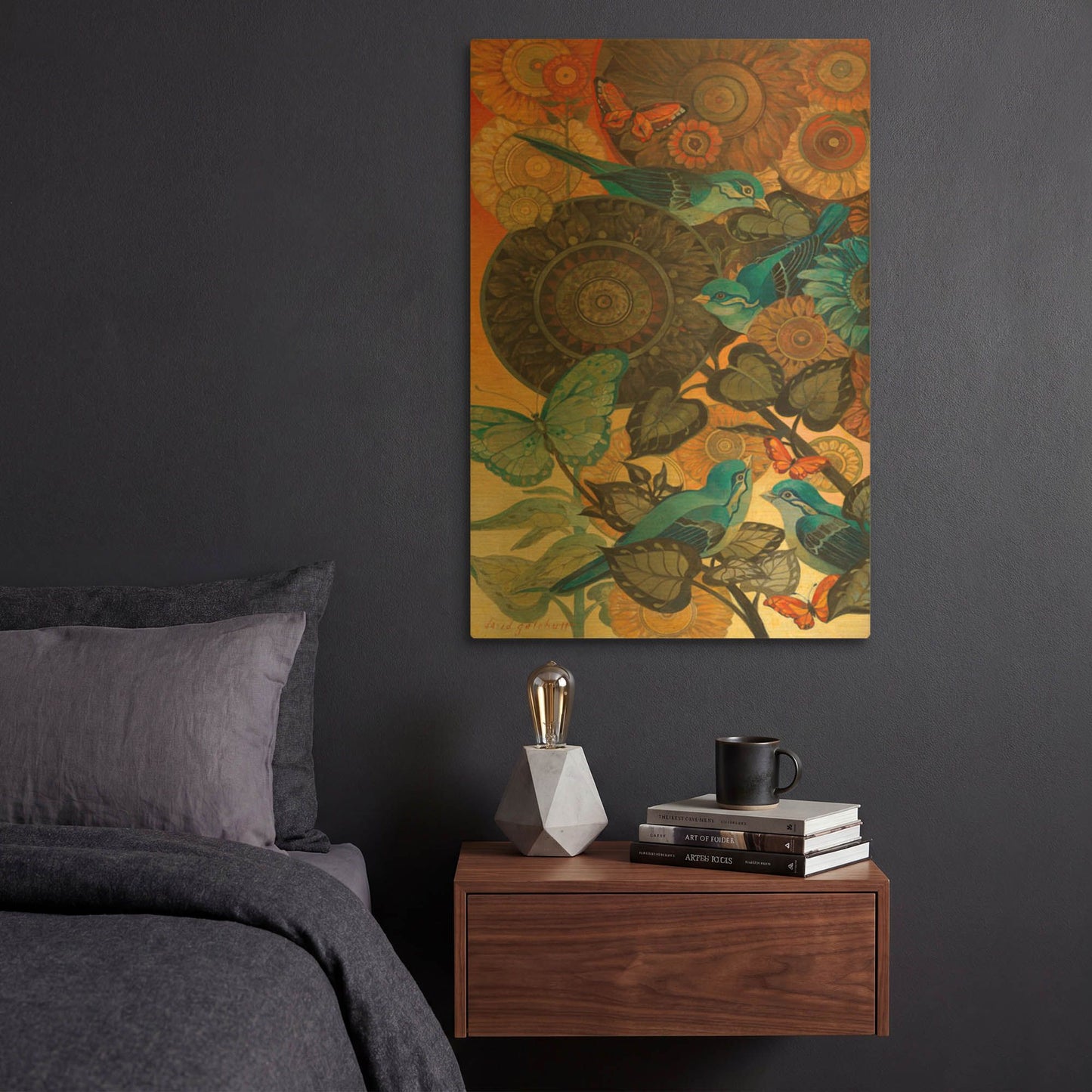 'Sunset In The Garden' By David Galchutt Gold Metal Wall Art