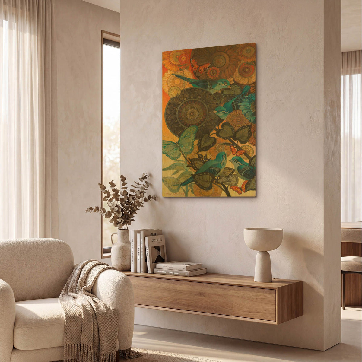 'Sunset In The Garden' By David Galchutt Gold Metal Wall Art