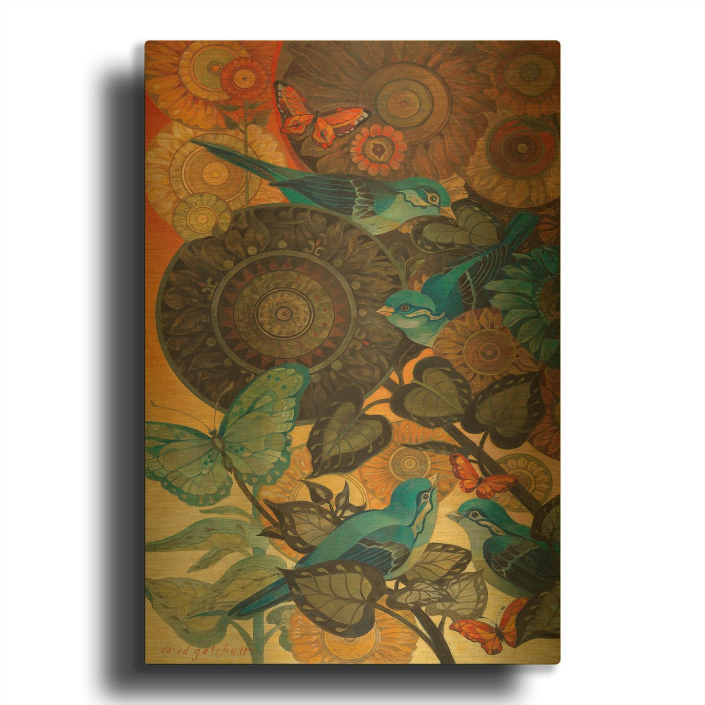 'Sunset In The Garden' By David Galchutt Gold Metal Wall Art