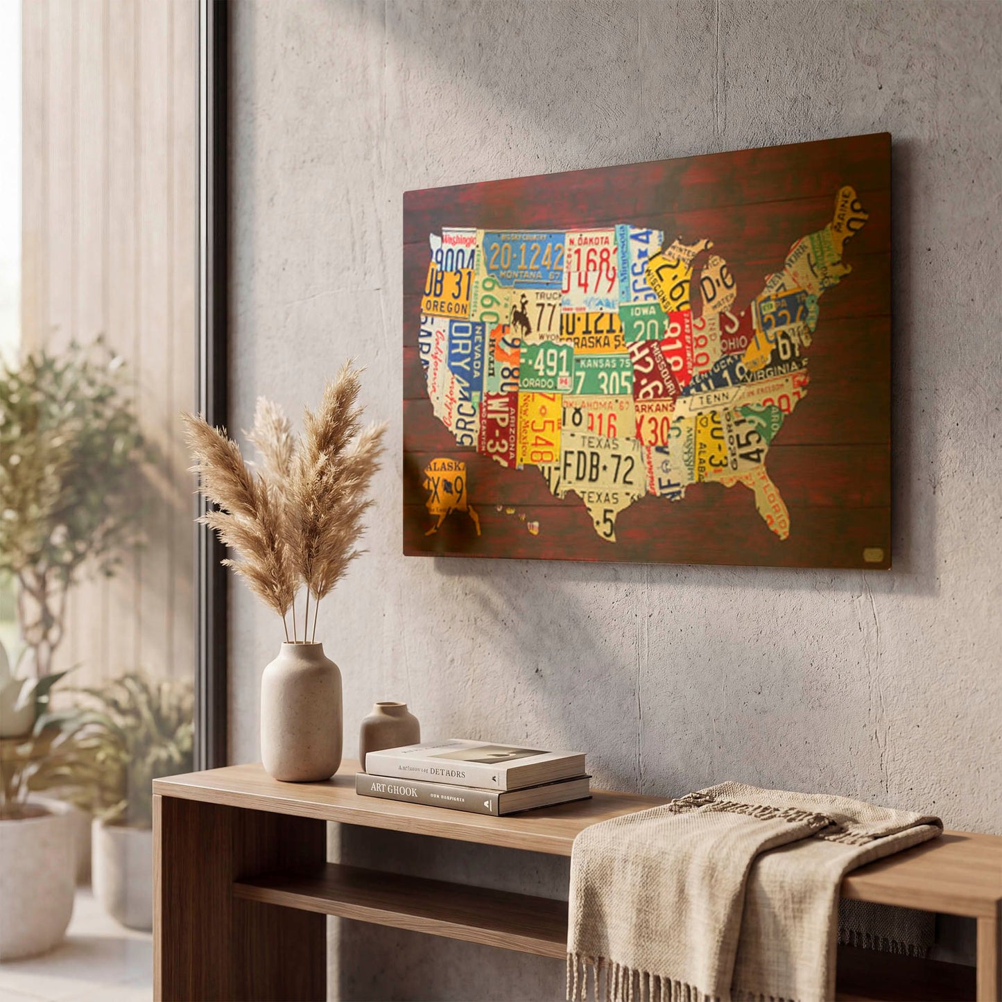 'The United States In License Plates' By Design Turnpike Gold Metal Wall Art