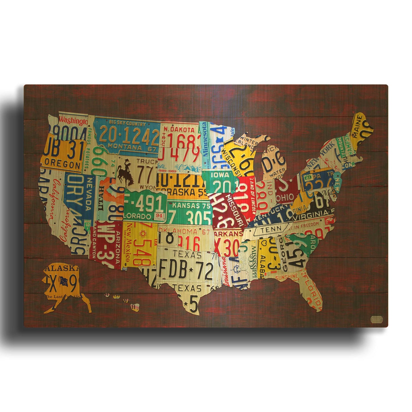 'The United States In License Plates' By Design Turnpike Gold Metal Wall Art
