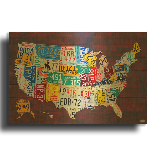 'The United States In License Plates' By Design Turnpike Gold Metal Wall Art