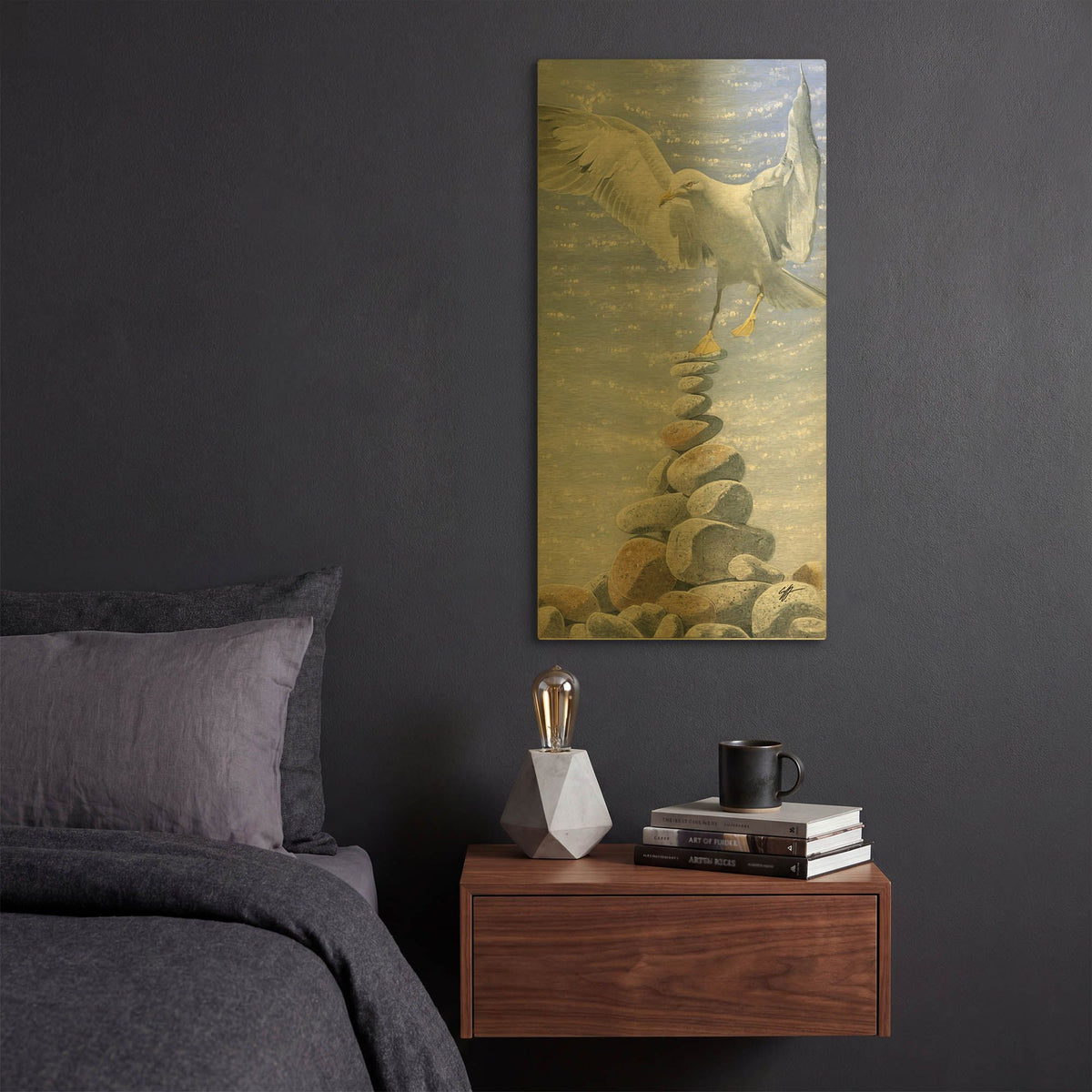 'Balancing Act' By Durwood Coffey Gold Metal Wall Art