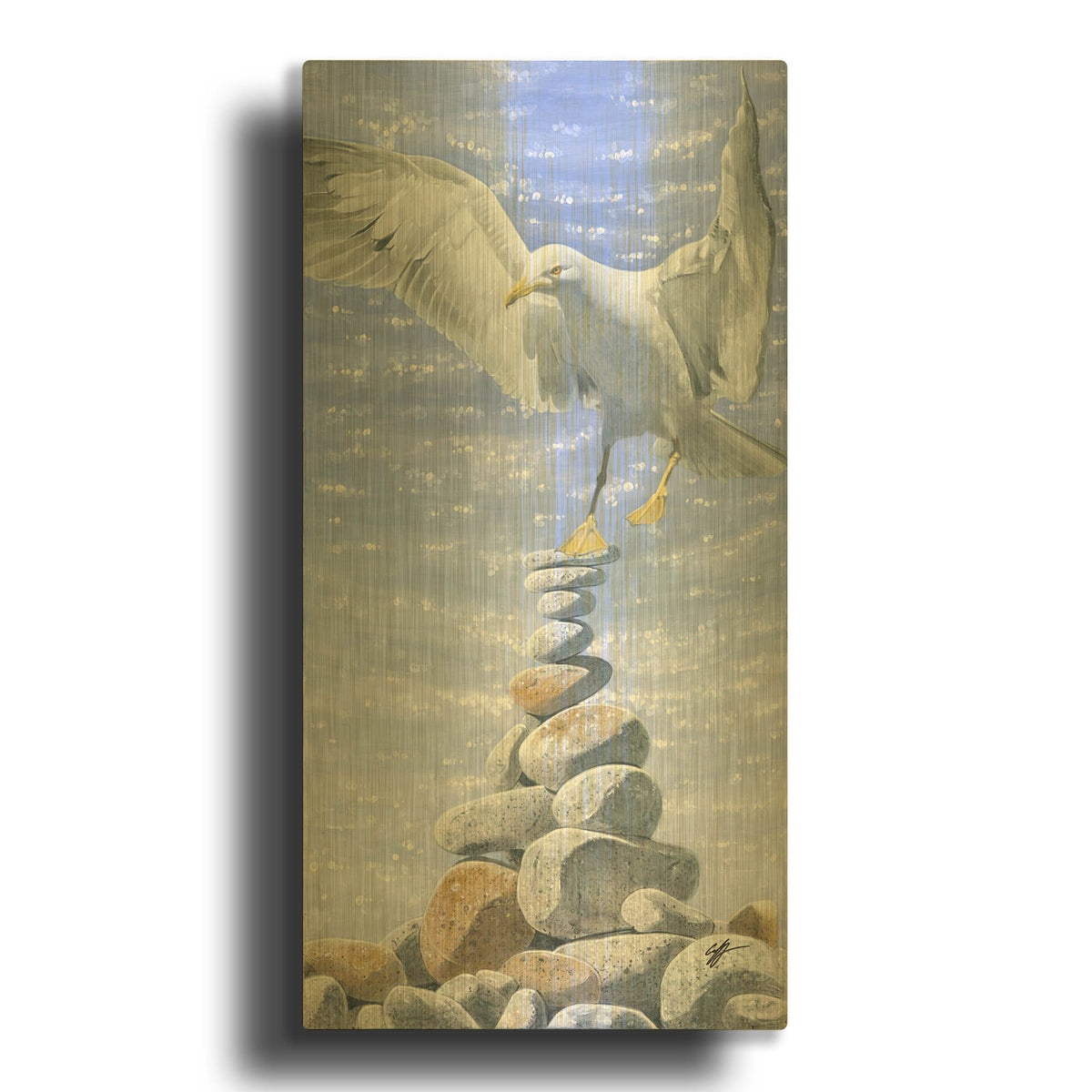 'Balancing Act' By Durwood Coffey Gold Metal Wall Art