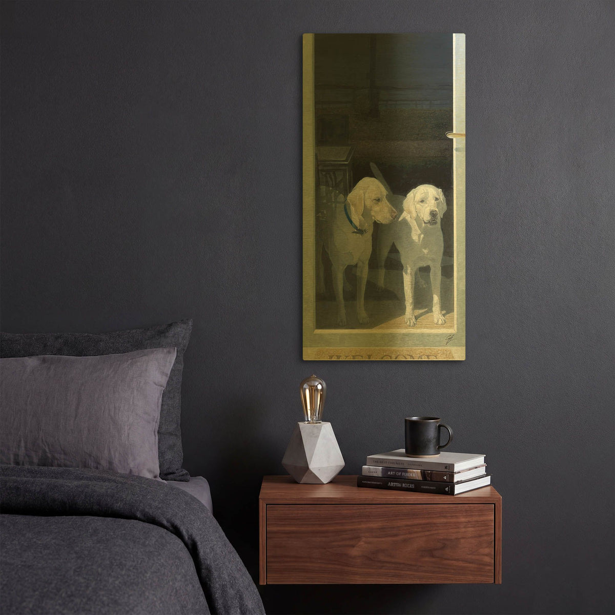 'Waiting' By Durwood Coffey Gold Metal Wall Art
