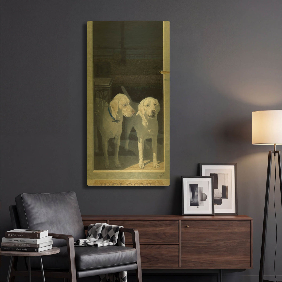 'Waiting' By Durwood Coffey Gold Metal Wall Art