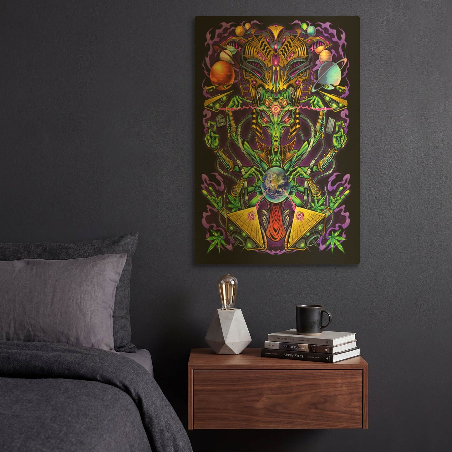 'Alien Overlord' By Flyland Designs Gold Metal Wall Art