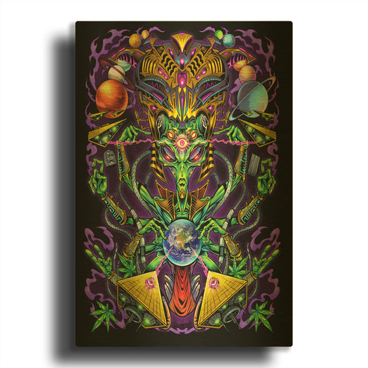 'Alien Overlord' By Flyland Designs Gold Metal Wall Art