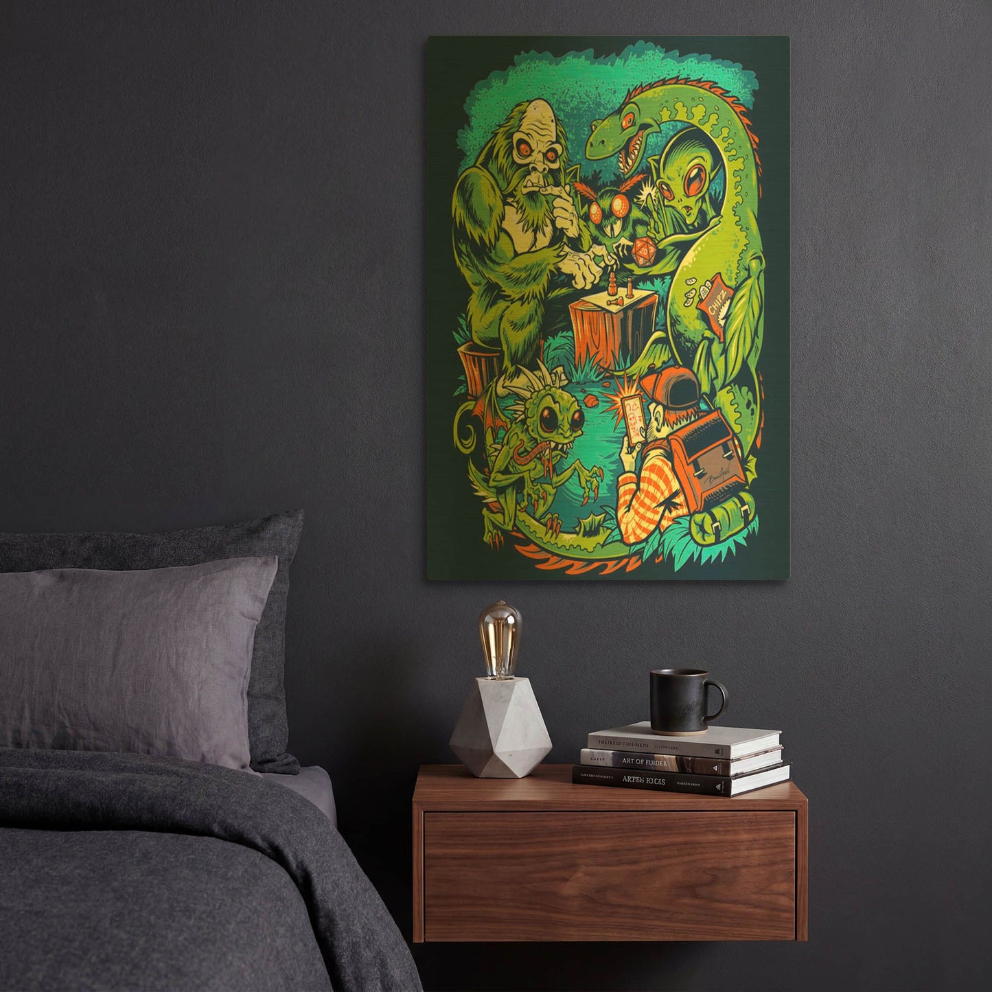 'Board Game Fantasy Creatures' By Flyland Designs Gold Metal Wall Art
