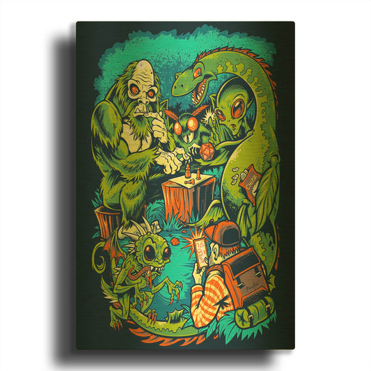 'Board Game Fantasy Creatures' By Flyland Designs Gold Metal Wall Art