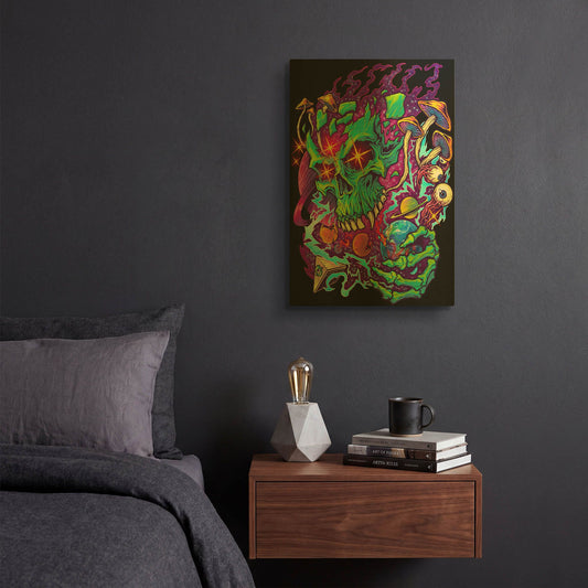 'Cosmic Psychedelic Space Skull' By Flyland Designs Gold Metal Wall Art
