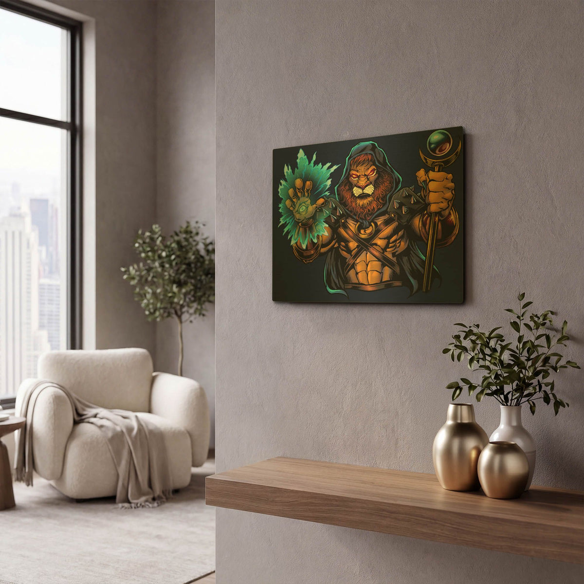 'Lion Warrior' By Flyland Designs Gold Metal Wall Art