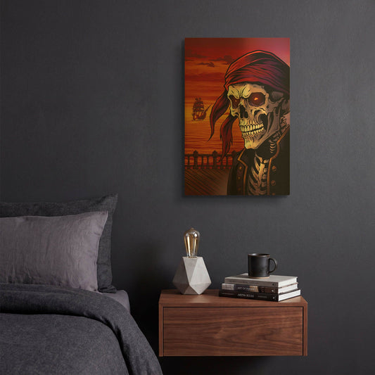 'Pirate Skeleton' By Flyland Designs Gold Metal Wall Art