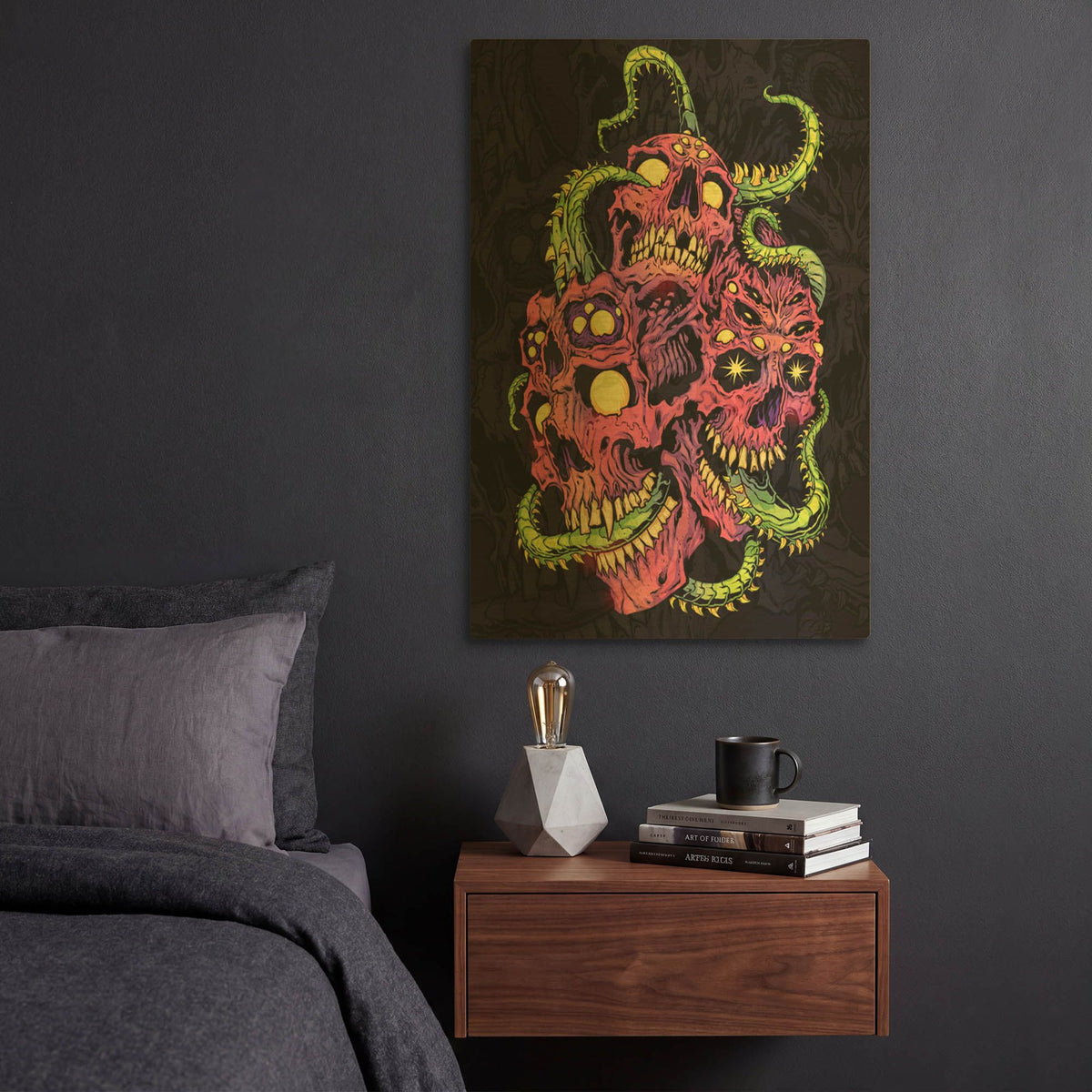 'Skull And Tentacles Isolated' By Flyland Designs Gold Metal Wall Art