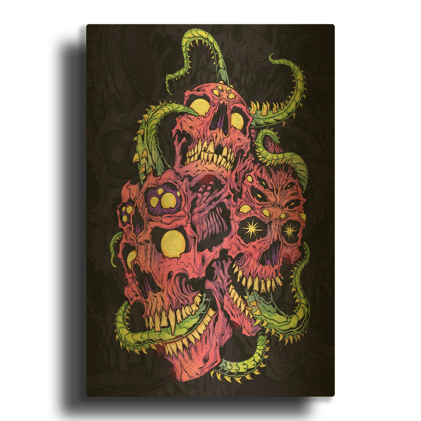 'Skull And Tentacles Isolated' By Flyland Designs Gold Metal Wall Art