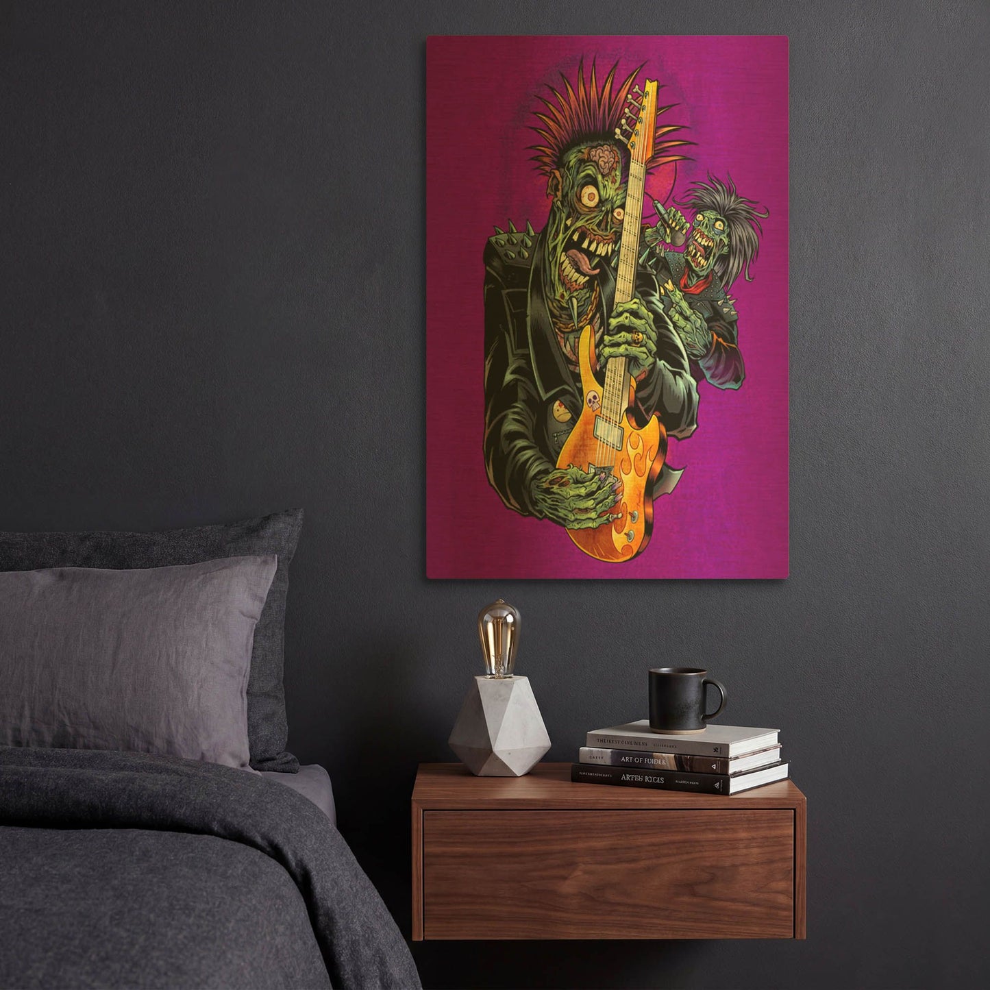 'Zombie Rock Star' By Flyland Designs Gold Metal Wall Art