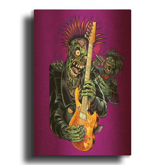 'Zombie Rock Star' By Flyland Designs Gold Metal Wall Art