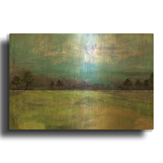 'Abstract Aqua Sky Landscape' By Jean Plout Gold Metal Wall Art