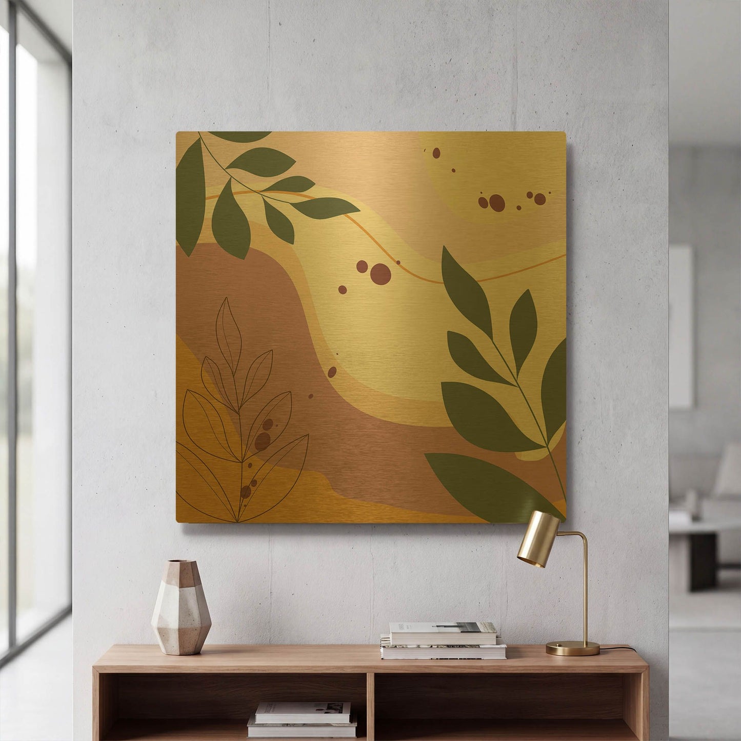 'Abstract Botanical Garden A' By Jean Plout Gold Metal Wall Art