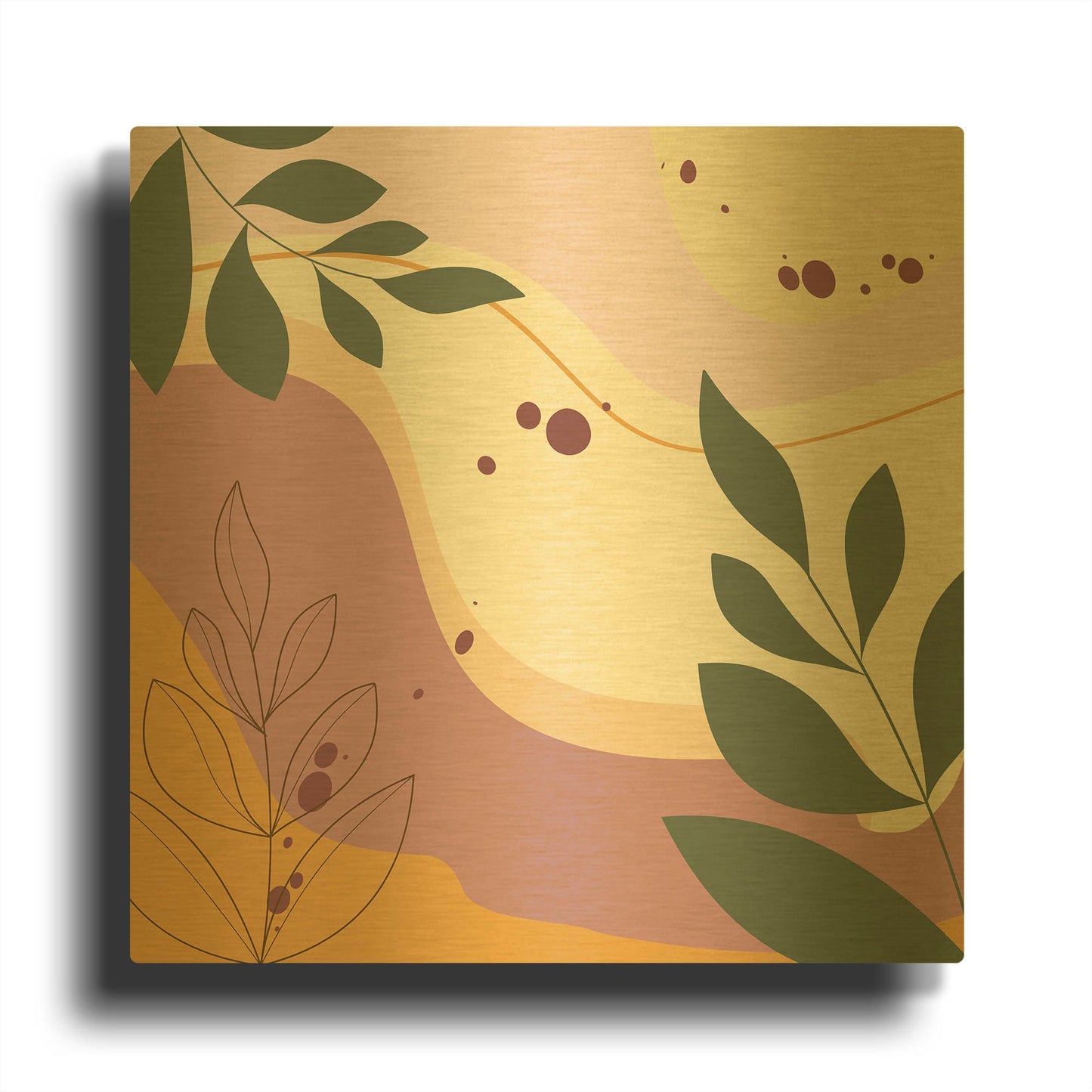 'Abstract Botanical Garden A' By Jean Plout Gold Metal Wall Art
