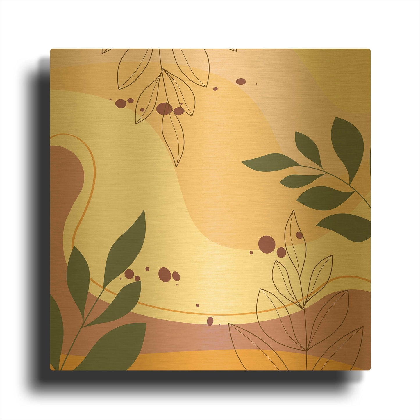 'Abstract Botanical Garden B' By Jean Plout Gold Metal Wall Art