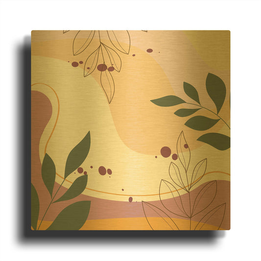 'Abstract Botanical Garden B' By Jean Plout Gold Metal Wall Art