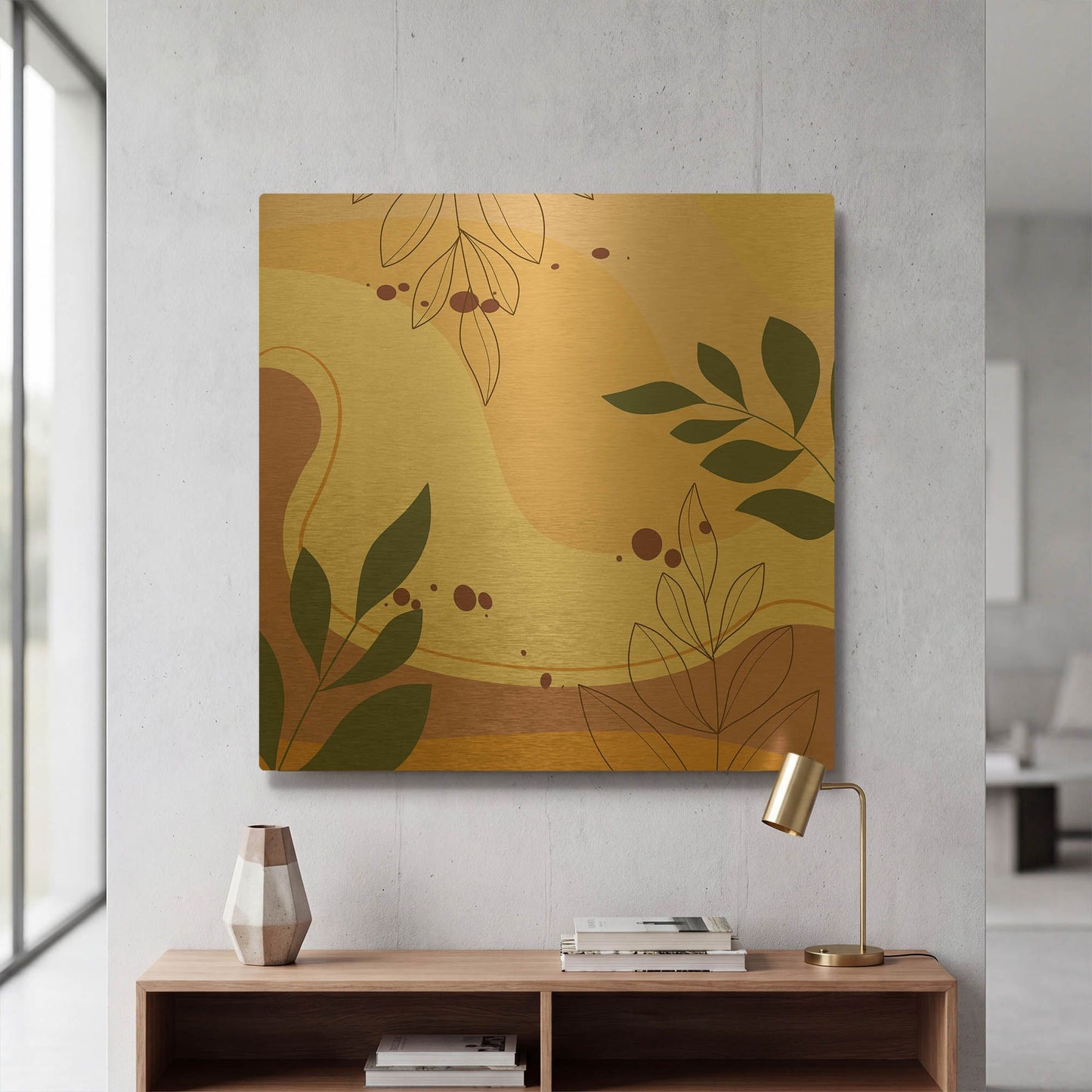 'Abstract Botanical Garden B' By Jean Plout Gold Metal Wall Art