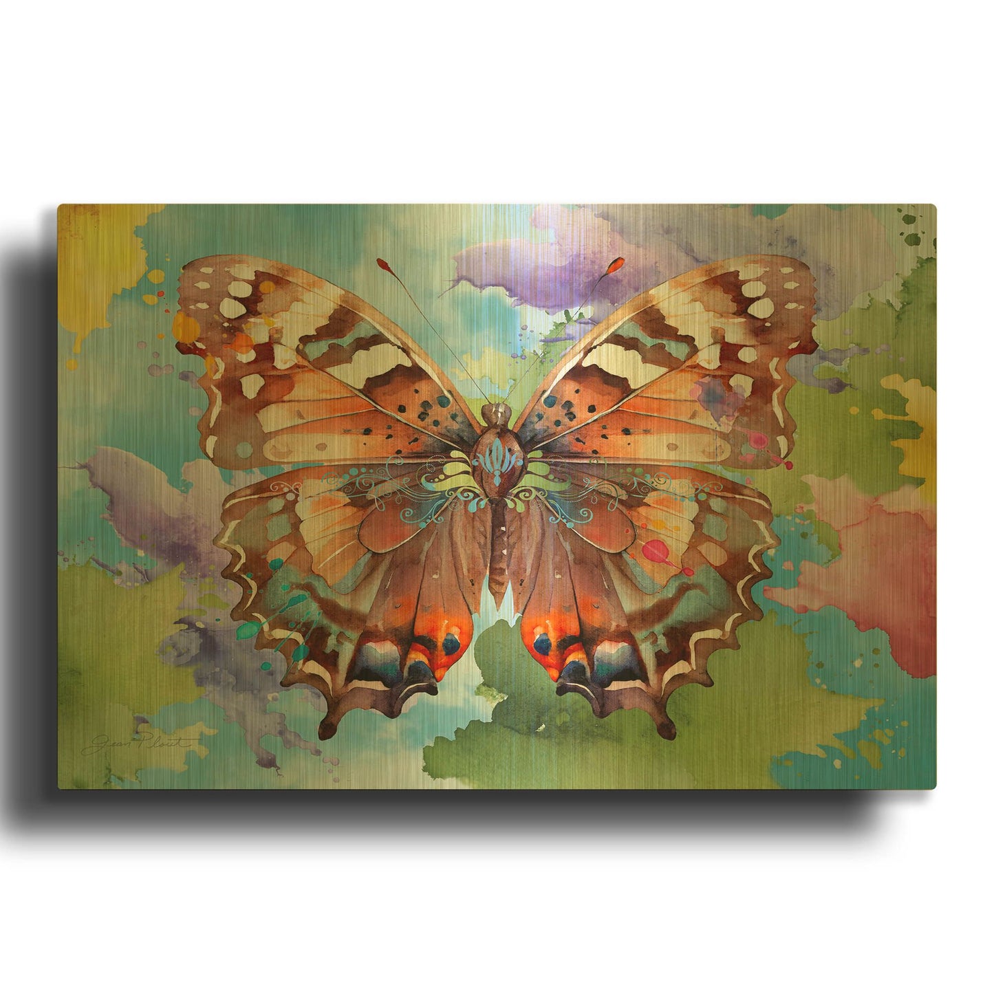 'Abstract Butterfly A' By Jean Plout Gold Metal Wall Art
