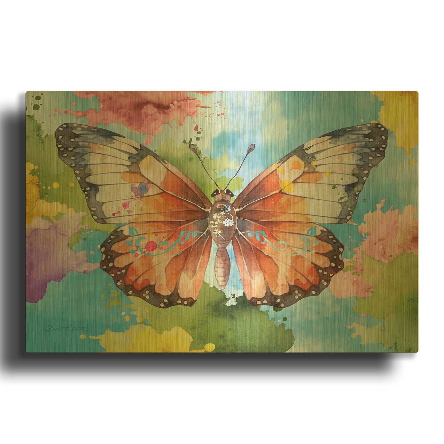 'Abstract Butterfly B' By Jean Plout Gold Metal Wall Art
