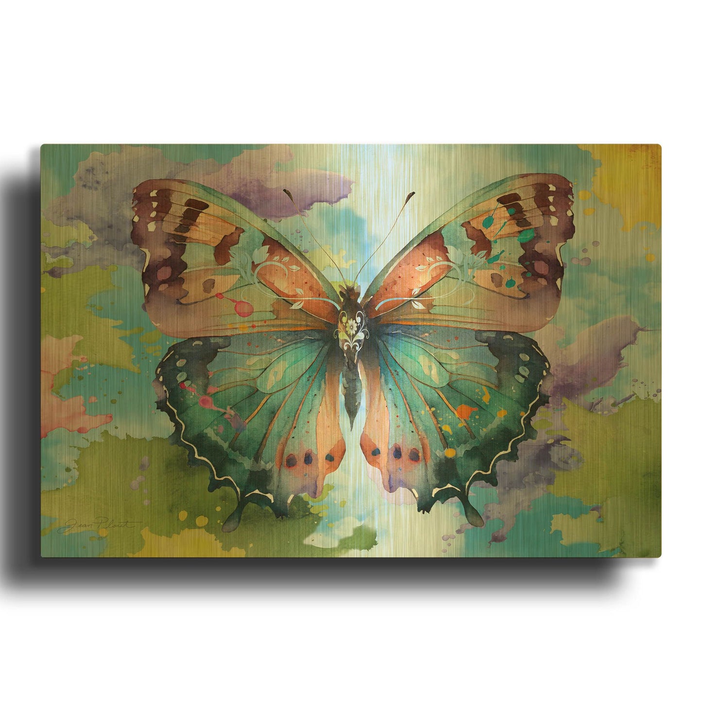 'Abstract Butterfly C' By Jean Plout Gold Metal Wall Art