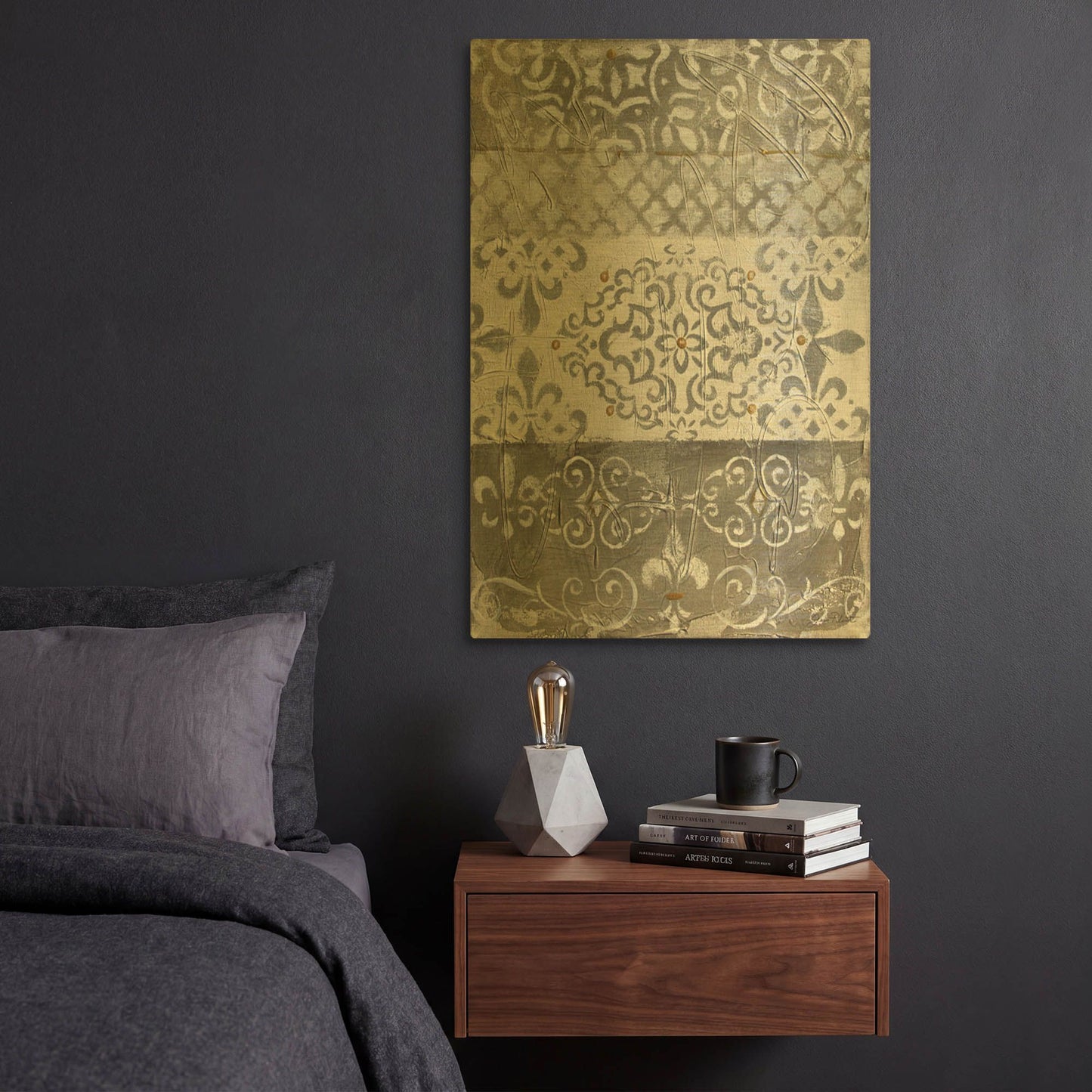 'Abstract Lace A' By Jean Plout Gold Metal Wall Art