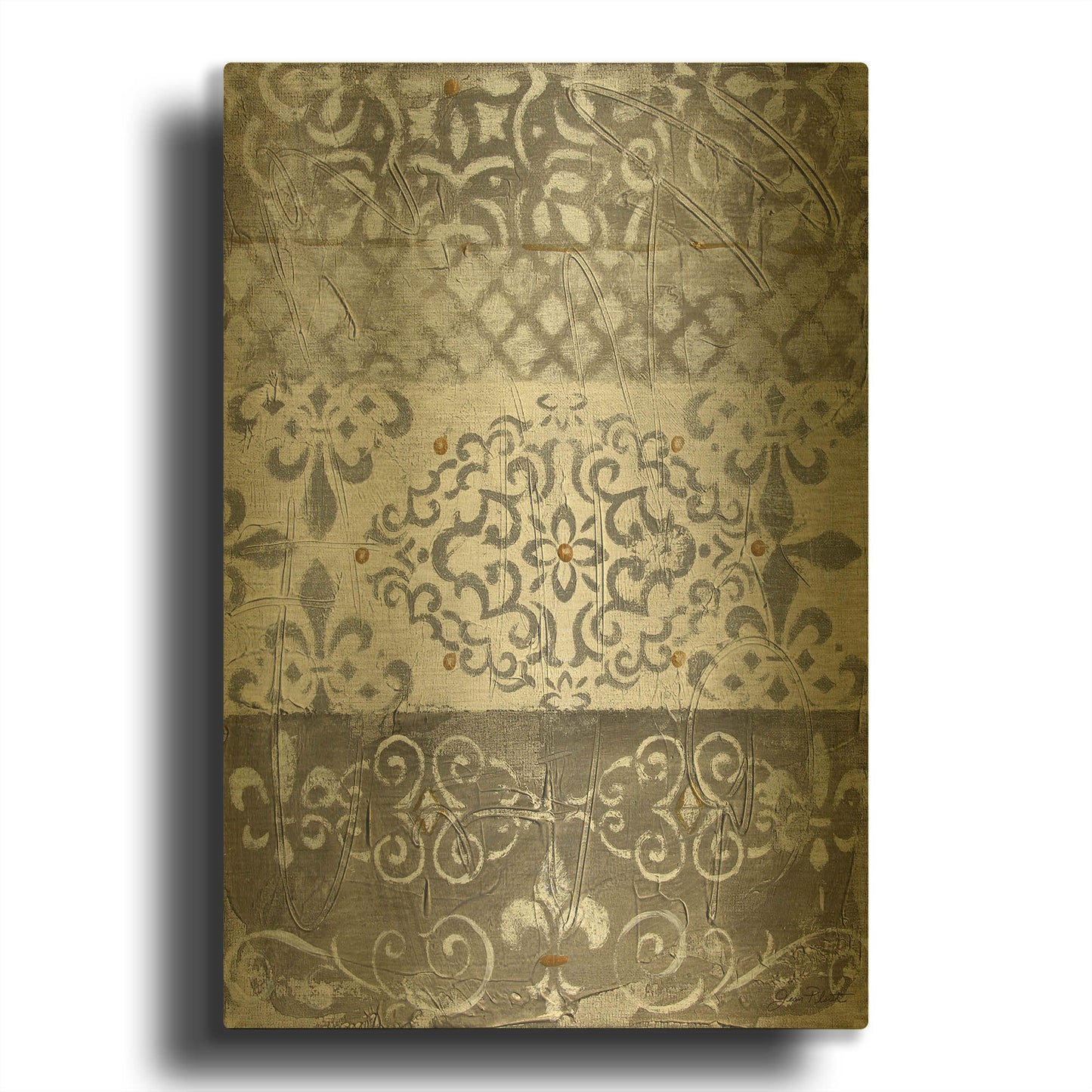 'Abstract Lace A' By Jean Plout Gold Metal Wall Art