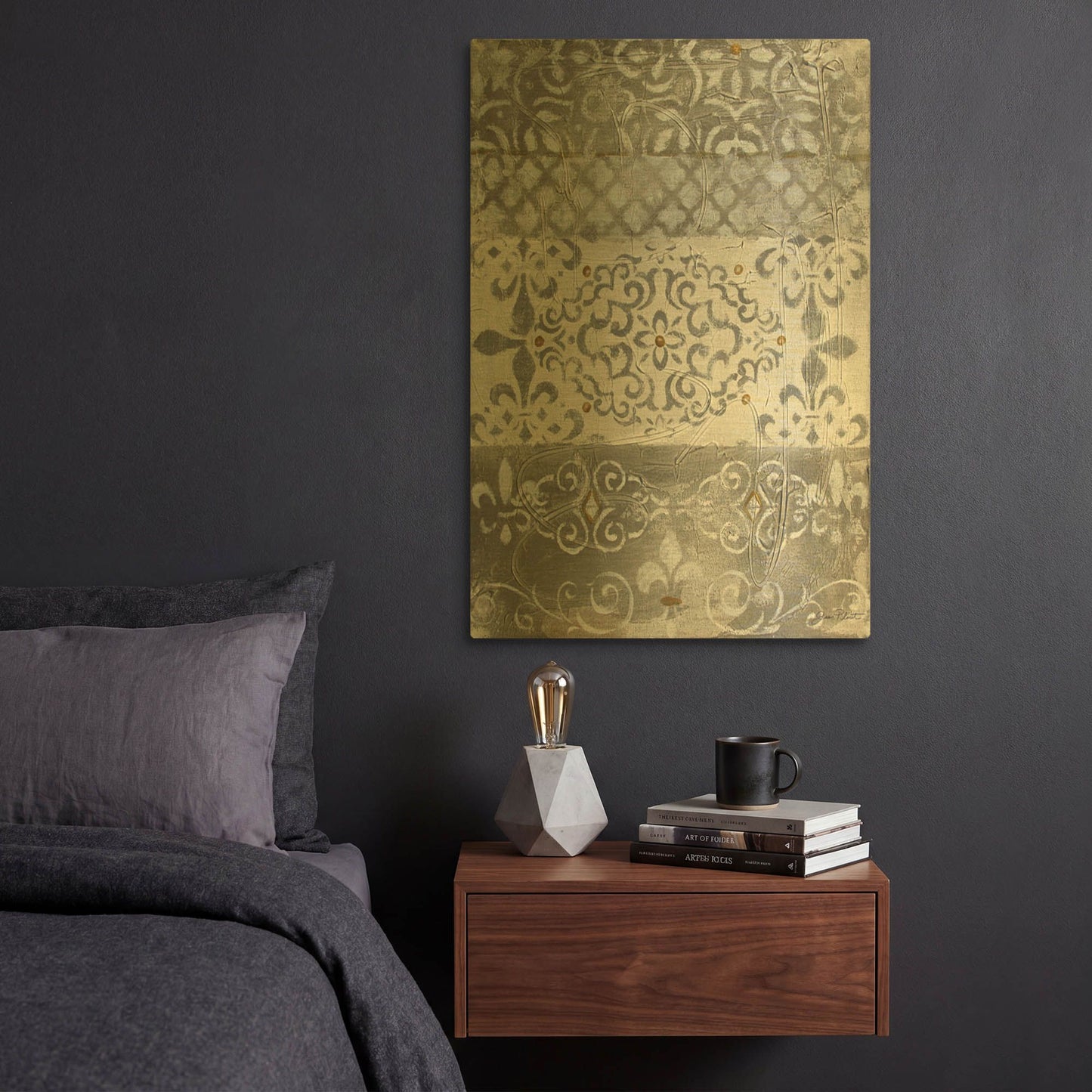 'Abstract Lace B' By Jean Plout Gold Metal Wall Art
