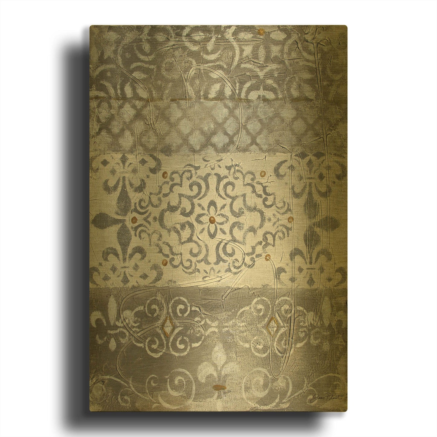 'Abstract Lace B' By Jean Plout Gold Metal Wall Art