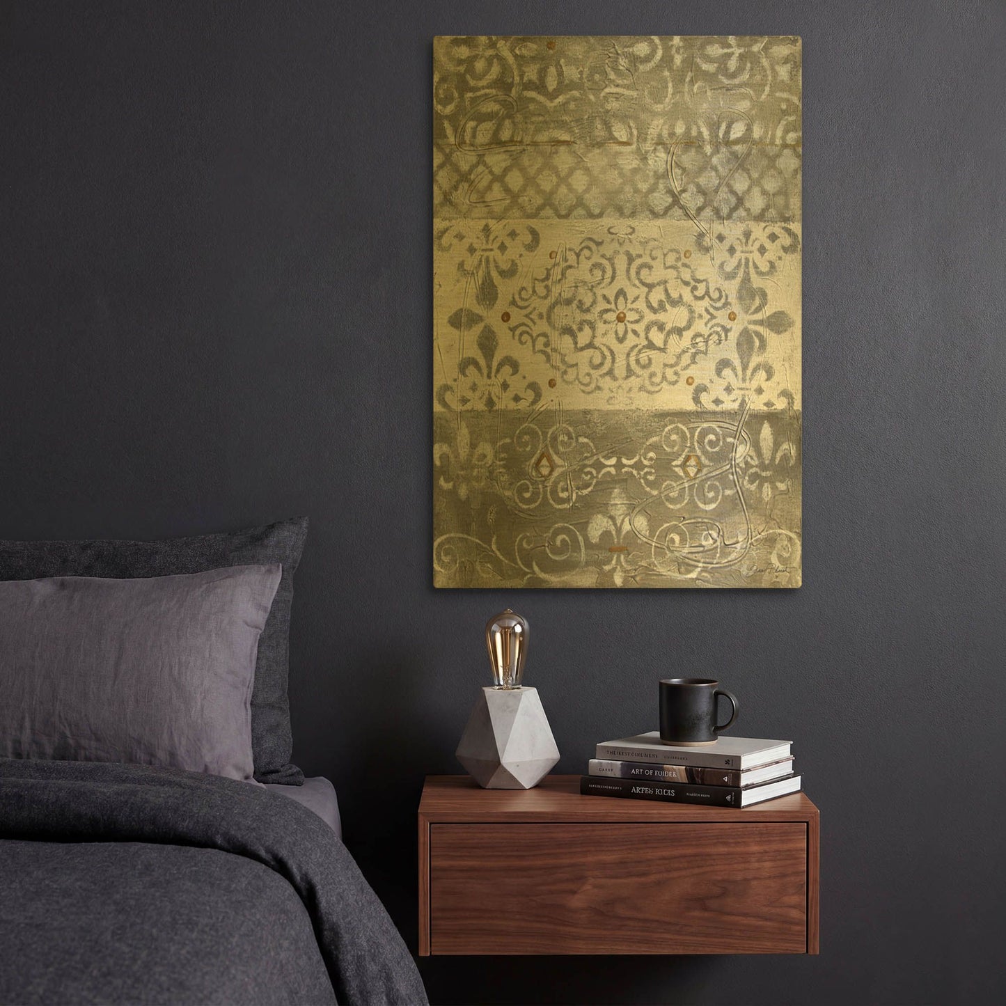 'Abstract Lace C' By Jean Plout Gold Metal Wall Art