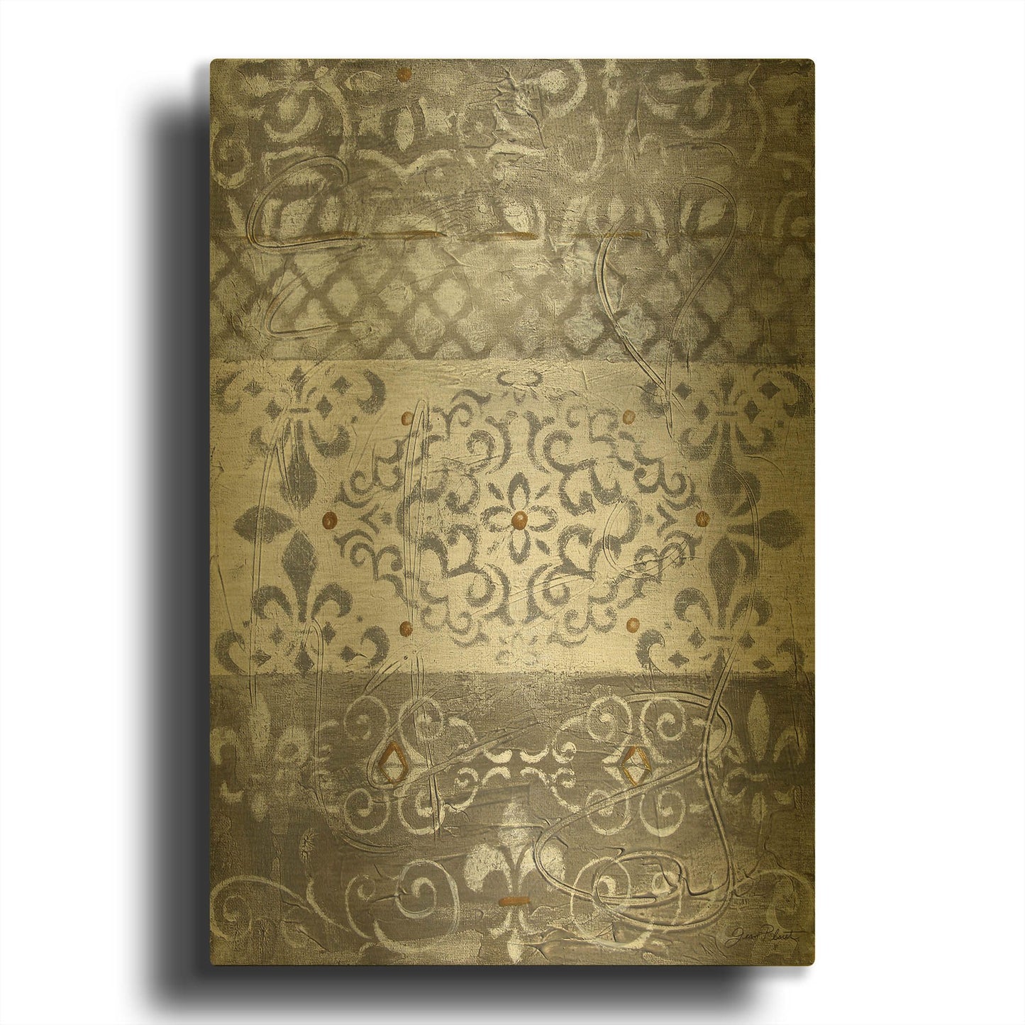 'Abstract Lace C' By Jean Plout Gold Metal Wall Art