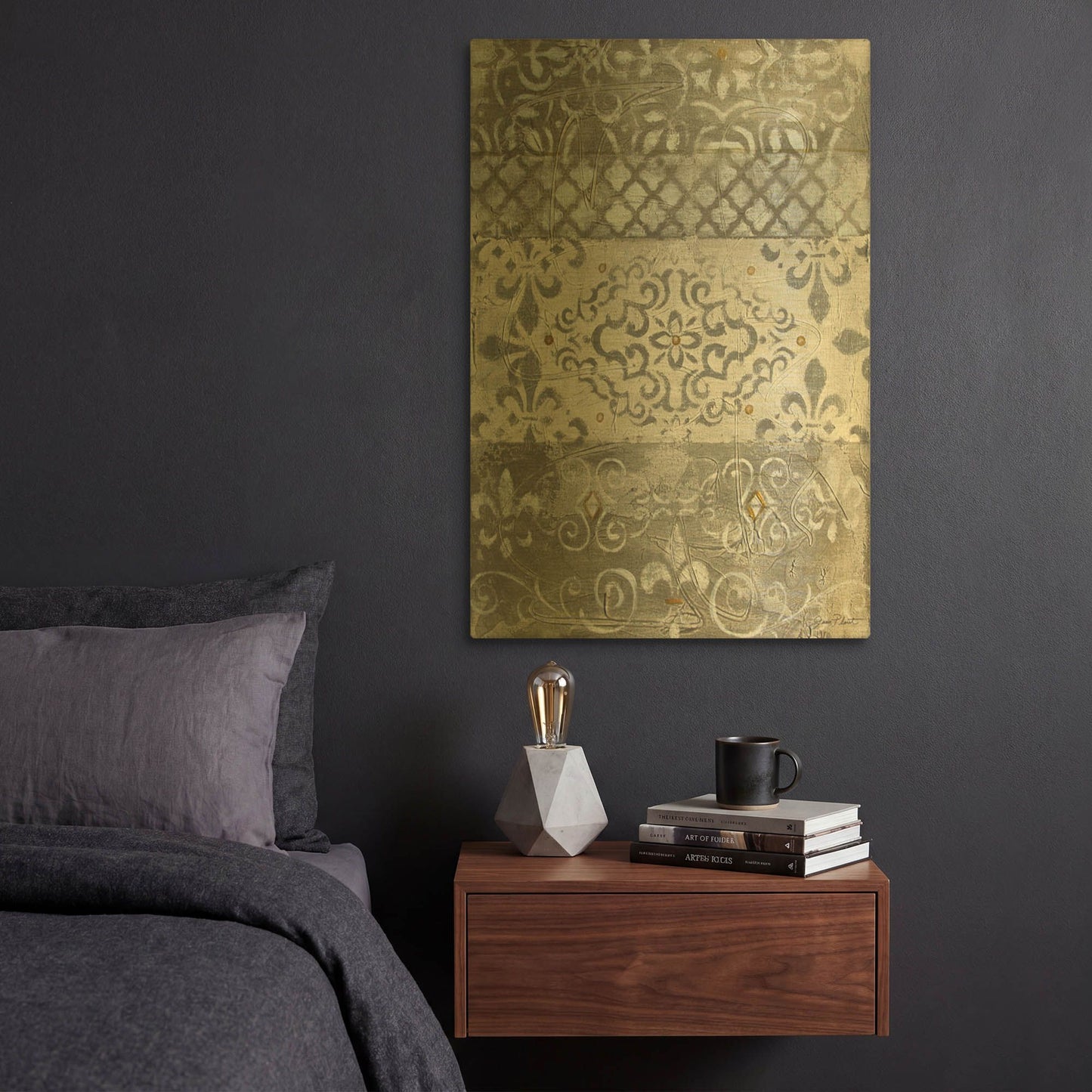 'Abstract Lace D' By Jean Plout Gold Metal Wall Art