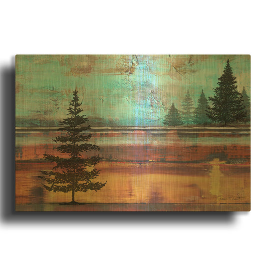 'Abstract Misty Landscape With Trees' By Jean Plout Gold Metal Wall Art