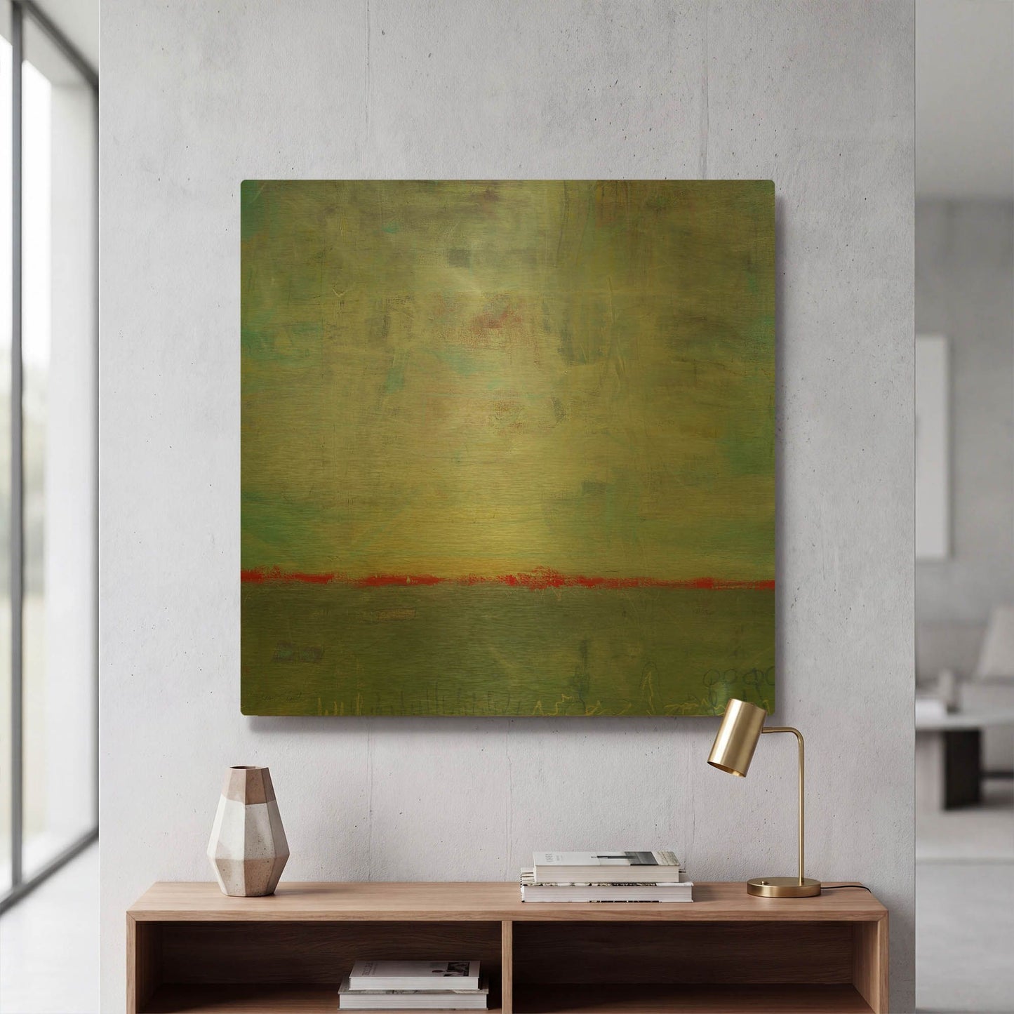 'Abstract Sunrise Landscape I' By Jean Plout Gold Metal Wall Art