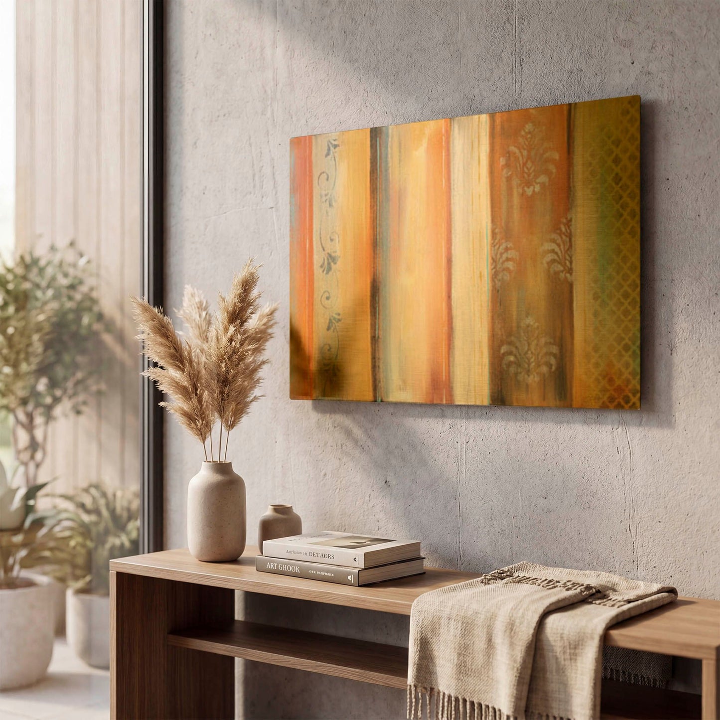 'Abstract Surrender Stripes' By Jean Plout Gold Metal Wall Art