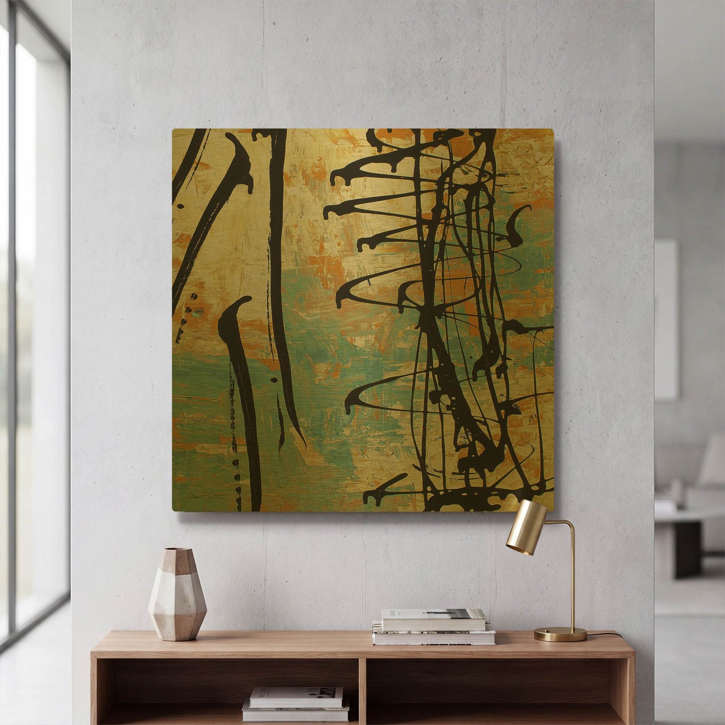 'Abstract Whirlwind' By Jean Plout Gold Metal Wall Art