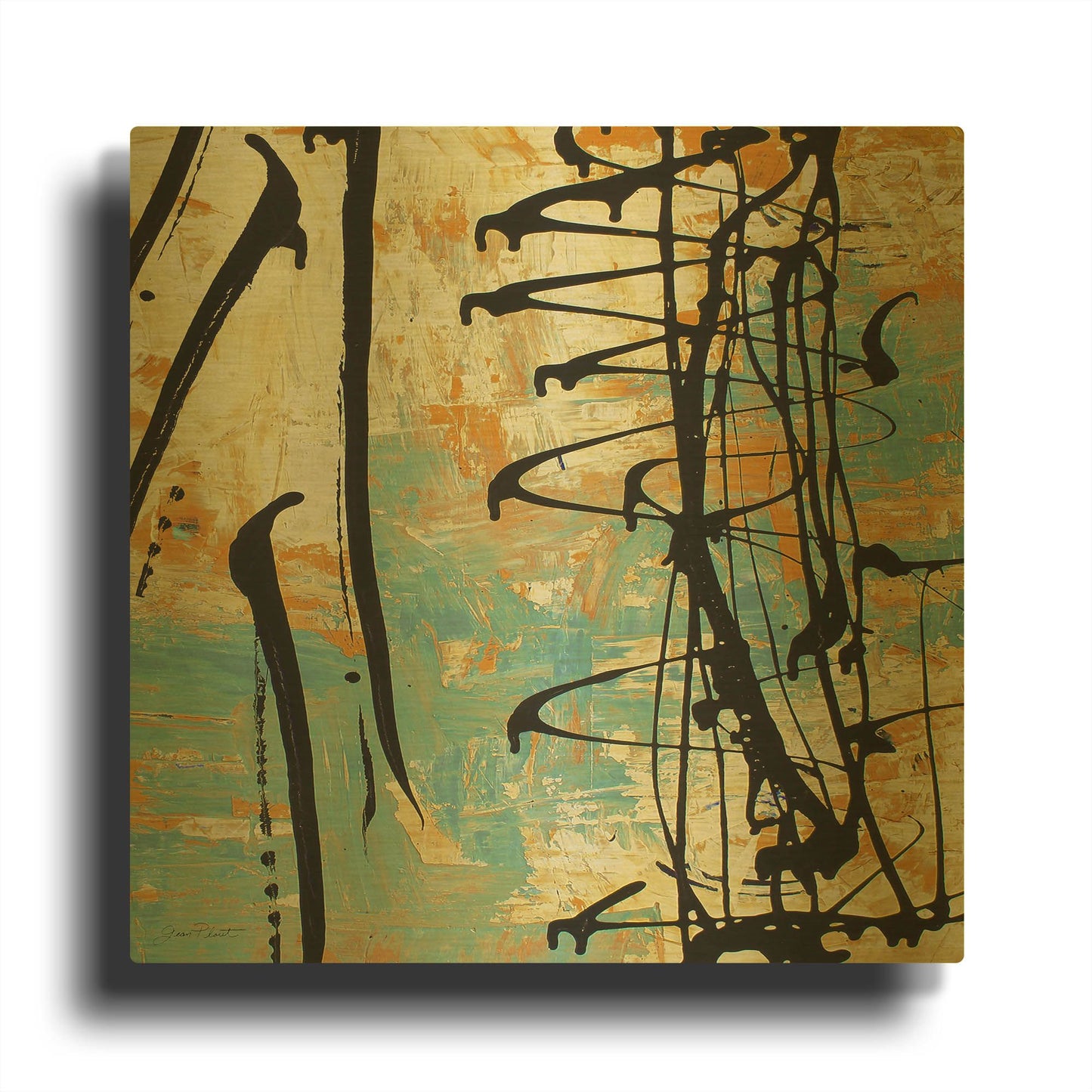 'Abstract Whirlwind' By Jean Plout Gold Metal Wall Art