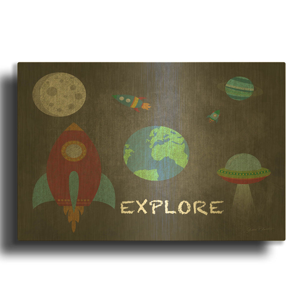 'Adventure Fun F' By Jean Plout Gold Metal Wall Art