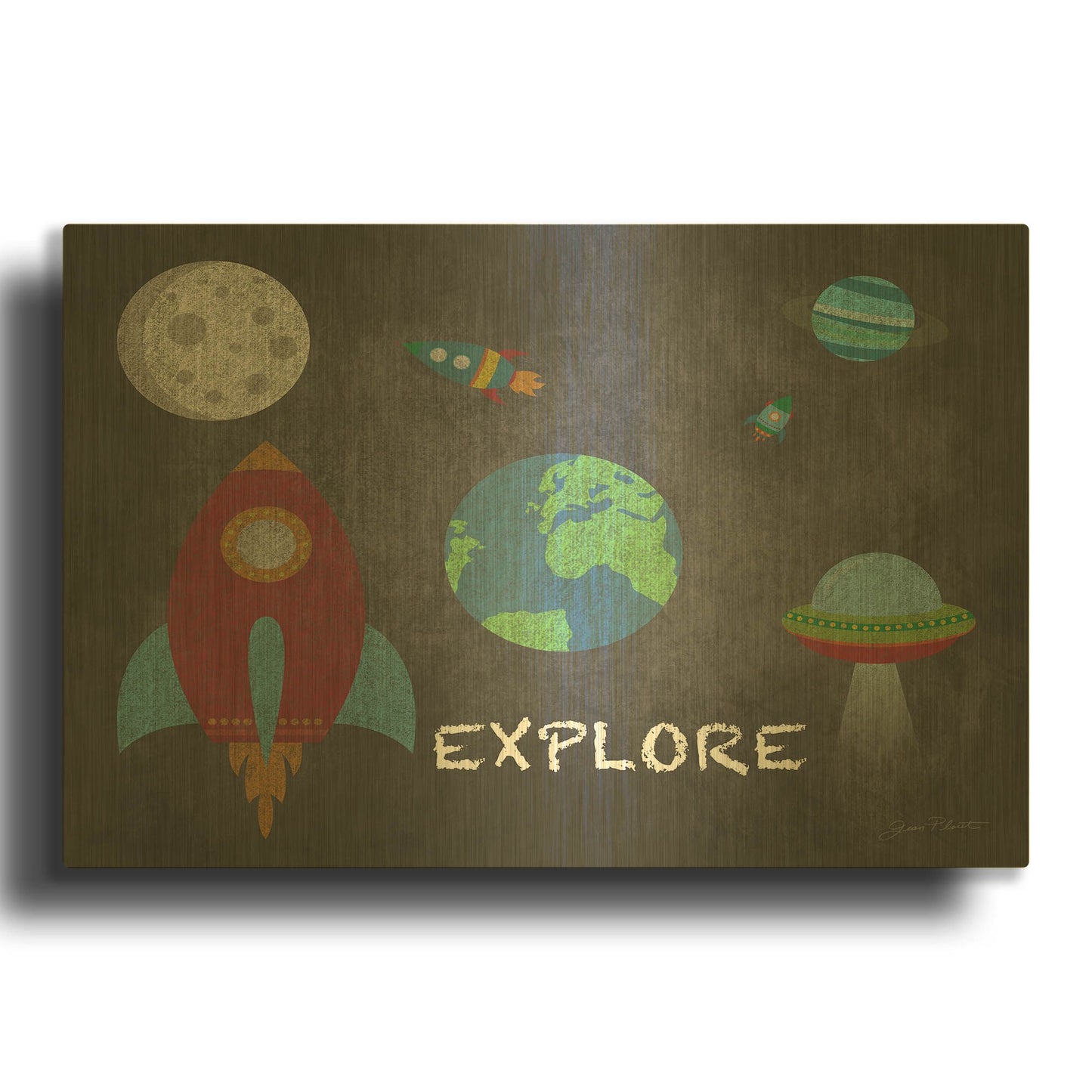 'Adventure Fun F' By Jean Plout Gold Metal Wall Art