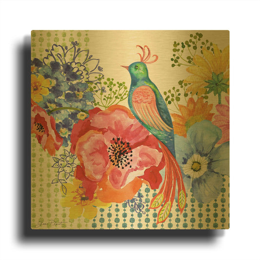 'Amber's Delightful Garden' By Jean Plout Gold Metal Wall Art