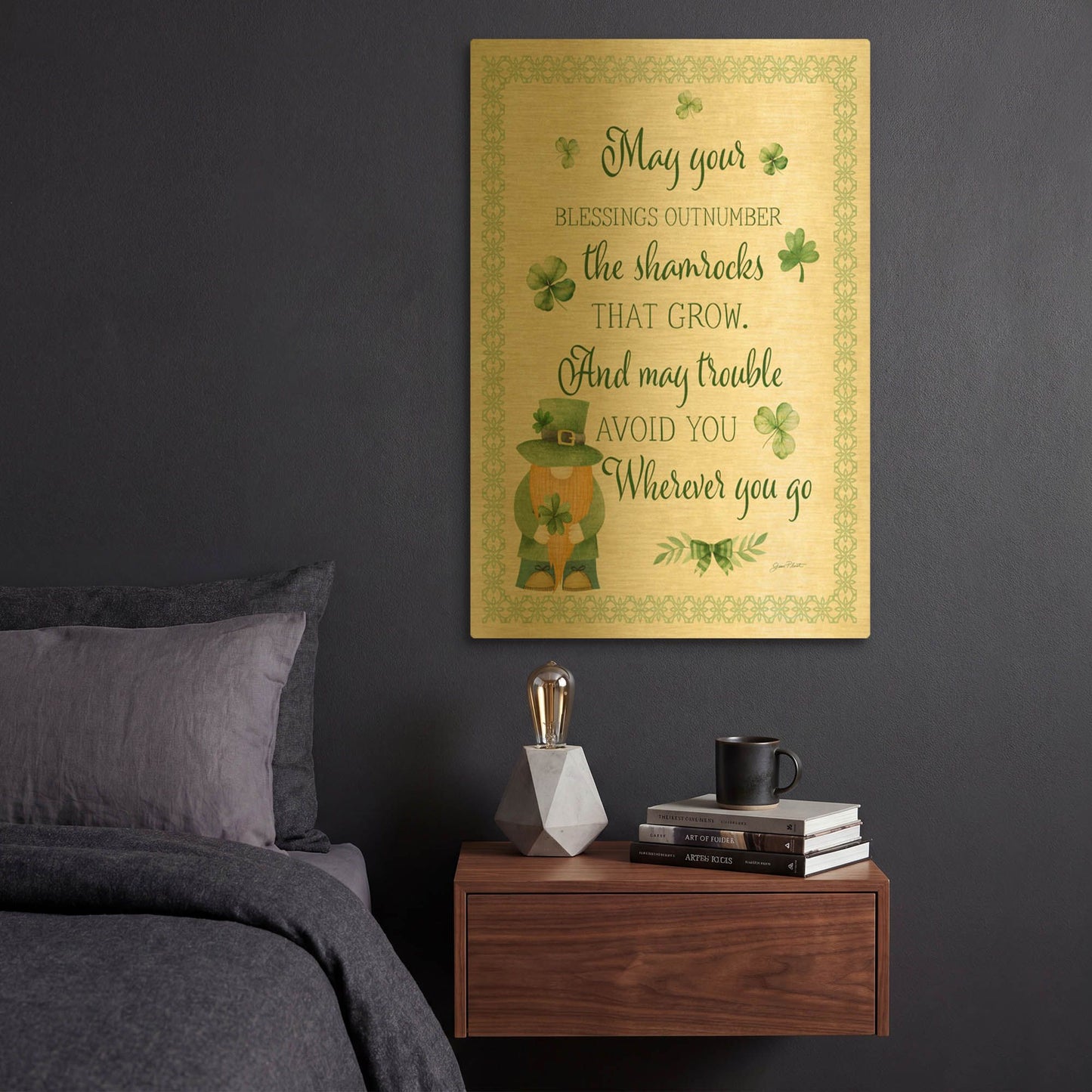 'An Irish Blessing A' By Jean Plout Gold Metal Wall Art