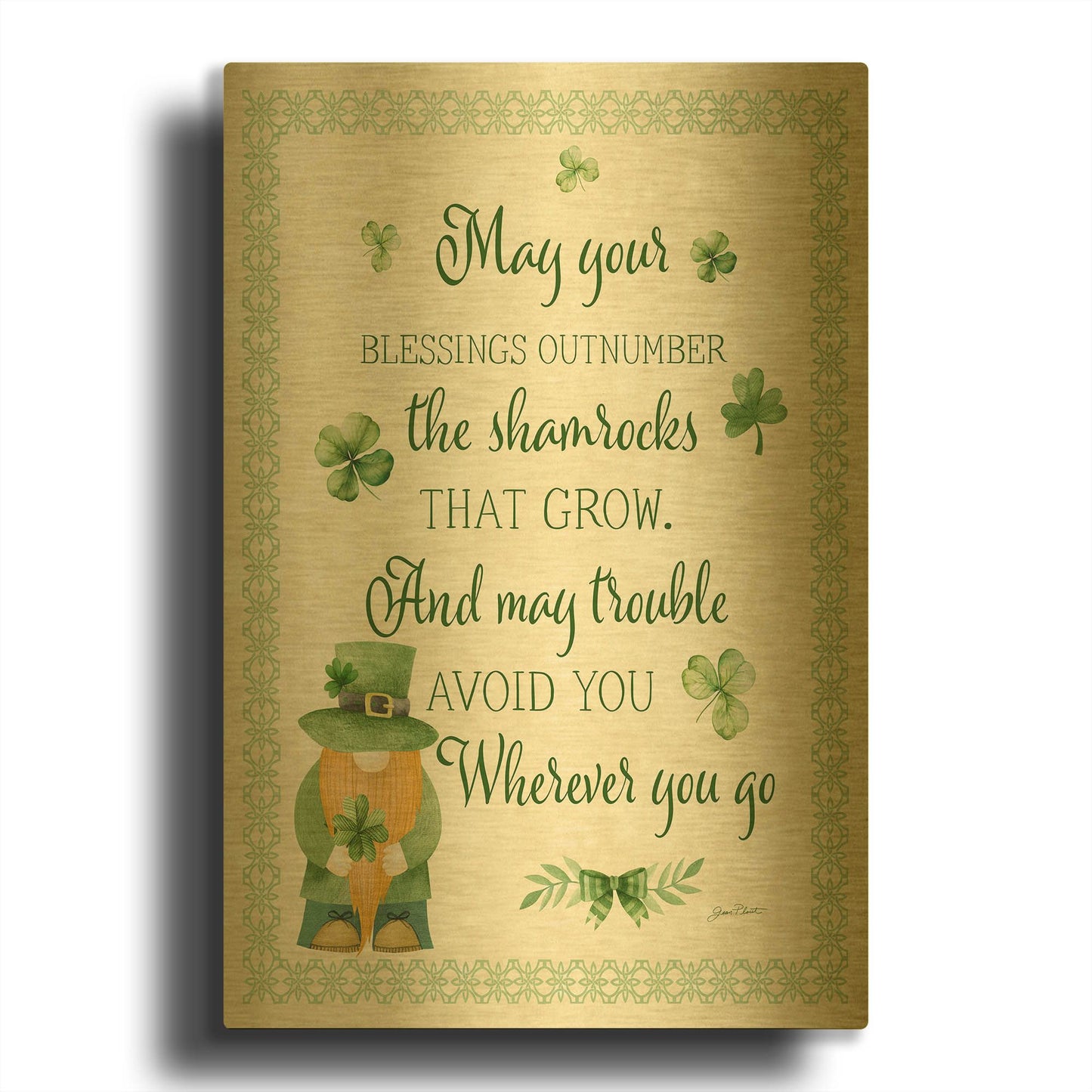 'An Irish Blessing A' By Jean Plout Gold Metal Wall Art