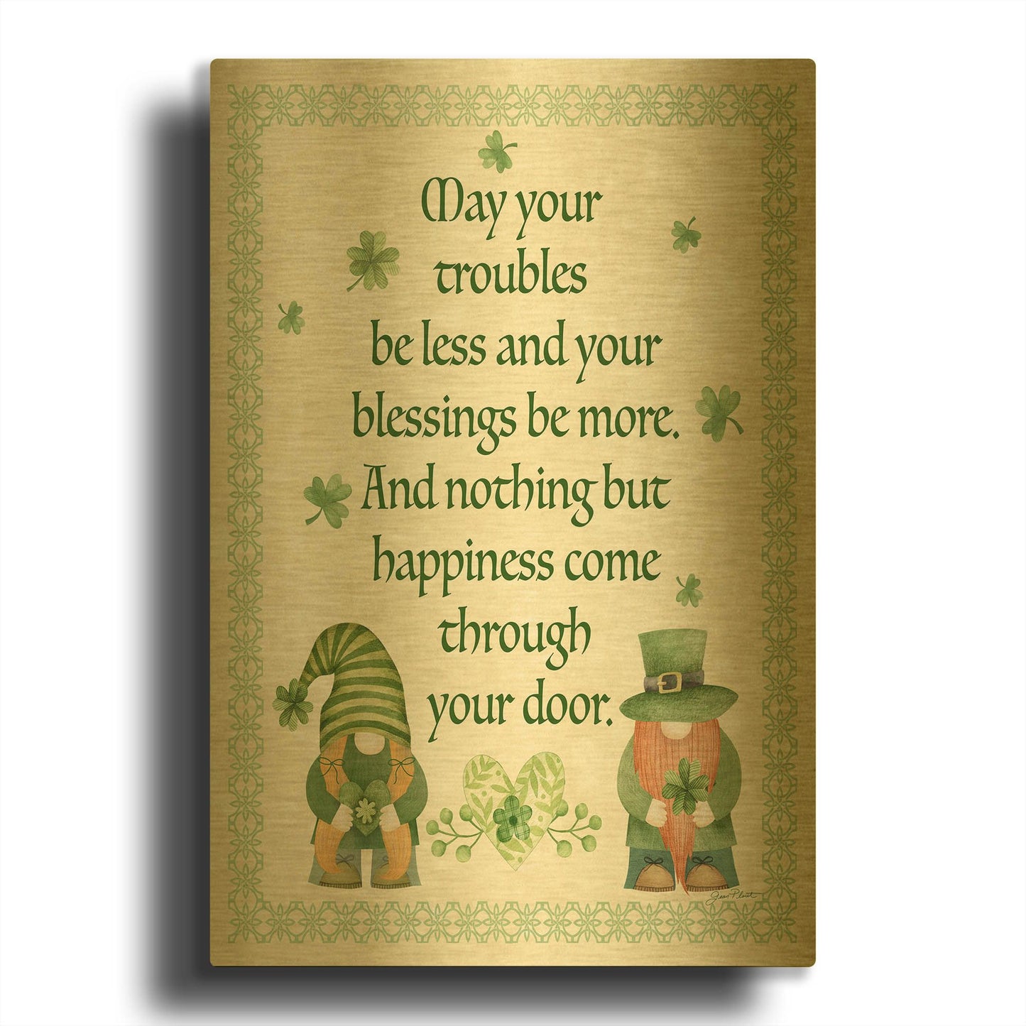 'An Irish Blessing B' By Jean Plout Gold Metal Wall Art
