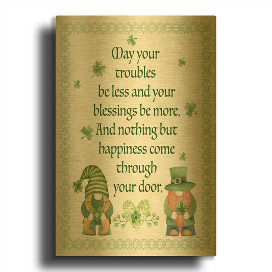 'An Irish Blessing B' By Jean Plout Gold Metal Wall Art
