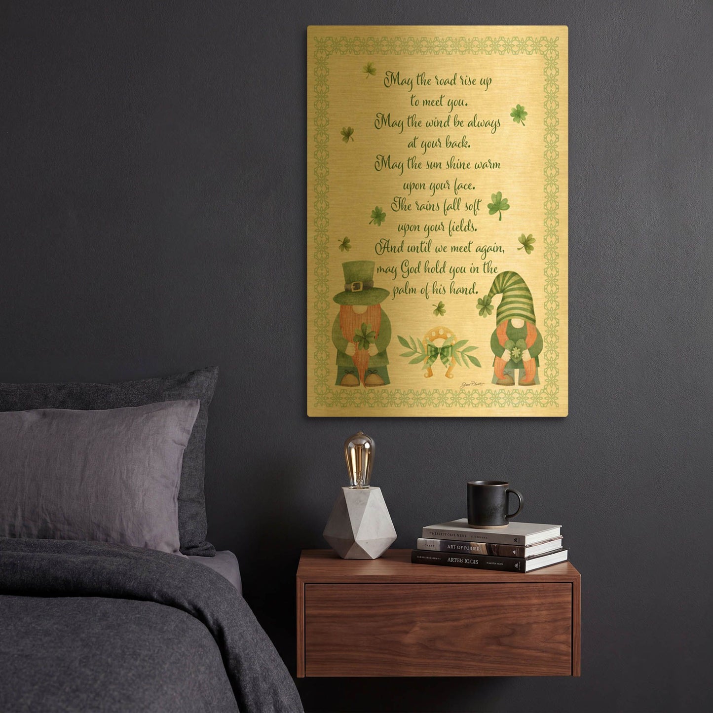 'An Irish Blessing C' By Jean Plout Gold Metal Wall Art